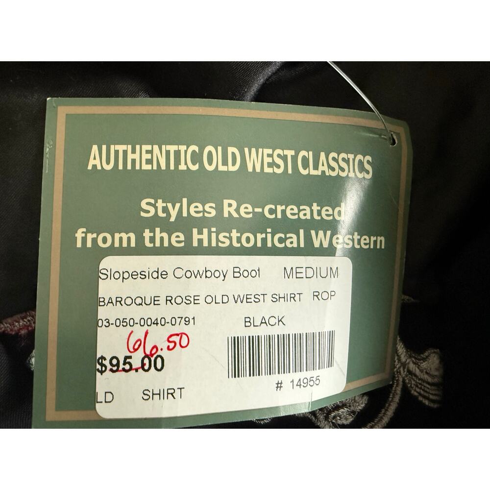 NWT - Roper Western Pearl Snap Shirt Size Medium Embroidered Red Roses Old West - Picture 9 of 9